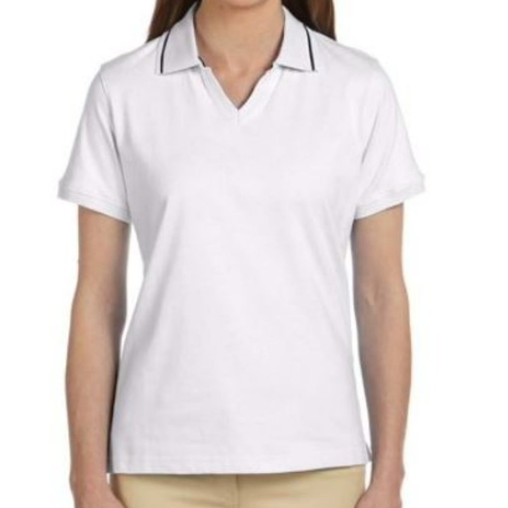Ladies' Cotton Jersey Polo Shirt-XL (White/Navy)